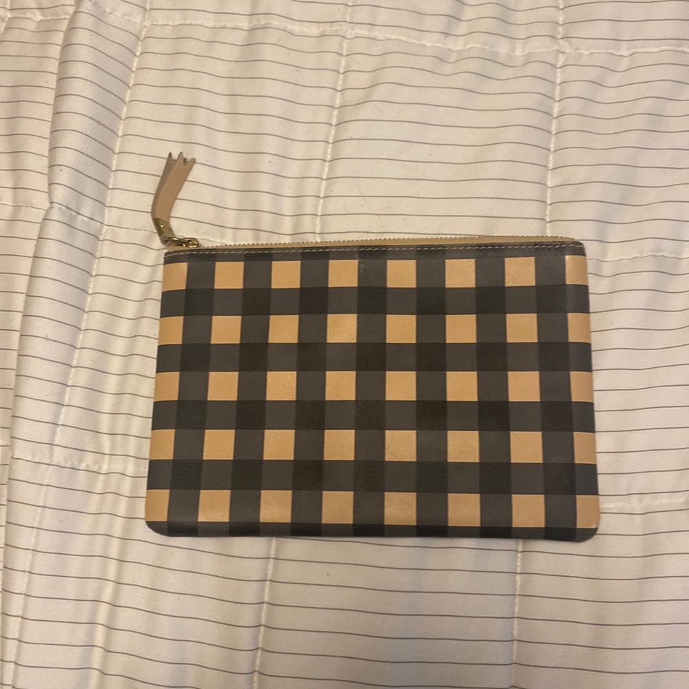 Madewell Tan and Black Gingham Zip Pouch